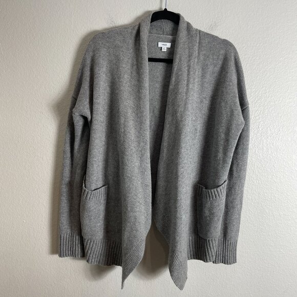 Vince Womens Small Gray Open Front Waterfall Cardigan Wool Cashmere Sweater - Picture 7 of 10